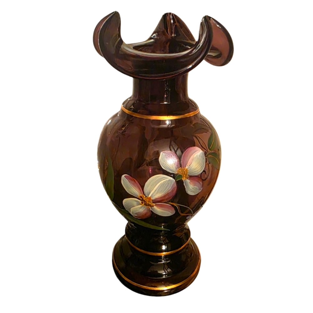 Fenton Hand Painted Vase 100th Anniversary Signed